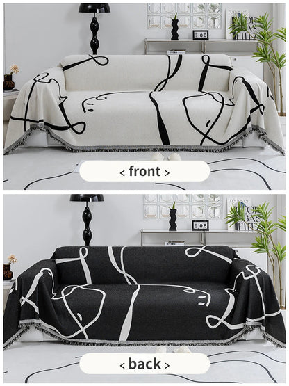 Chenille Sofa Cover Set in Black – Dust Resistant, Soft, and Versatile