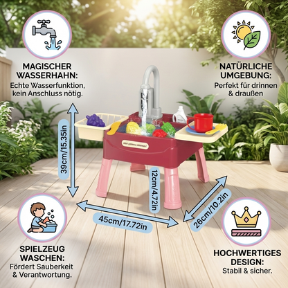 Children's Play Kitchen with Magical Faucet and Water Feature