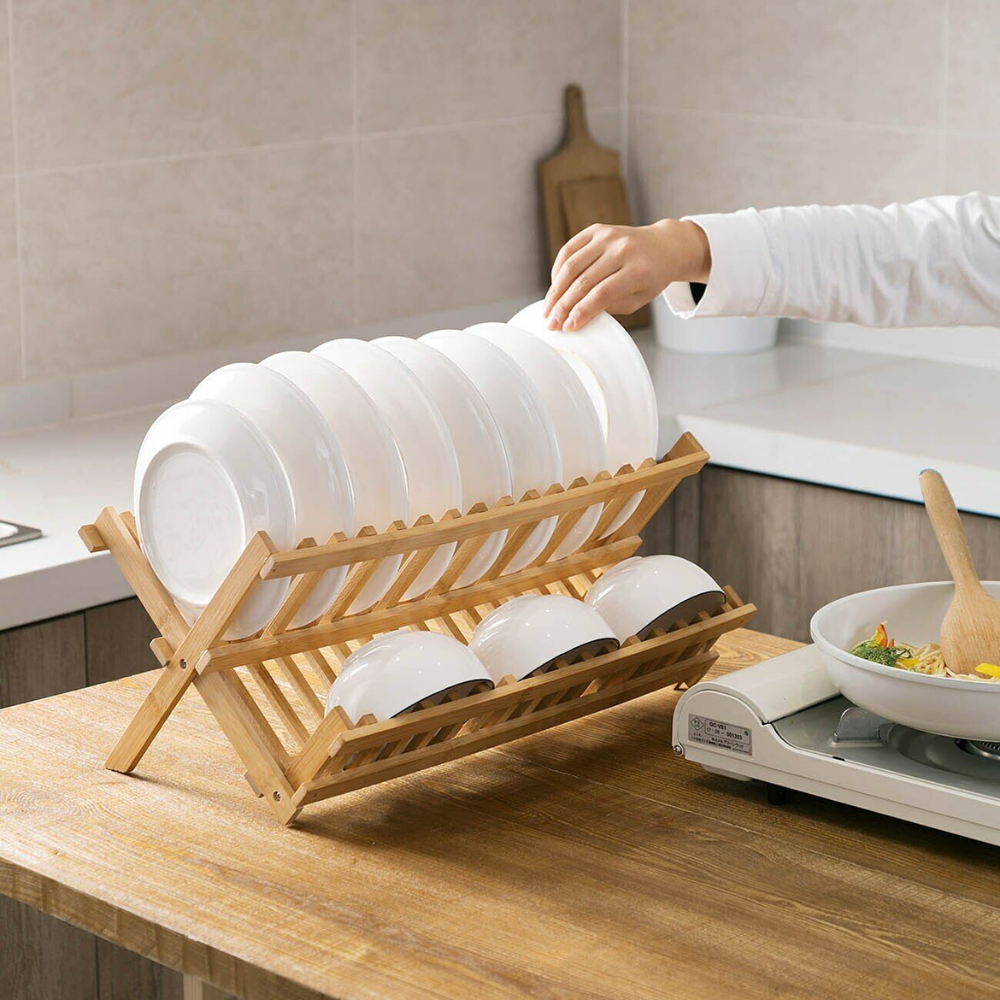Vertical Compartment Bamboo Drying Rack