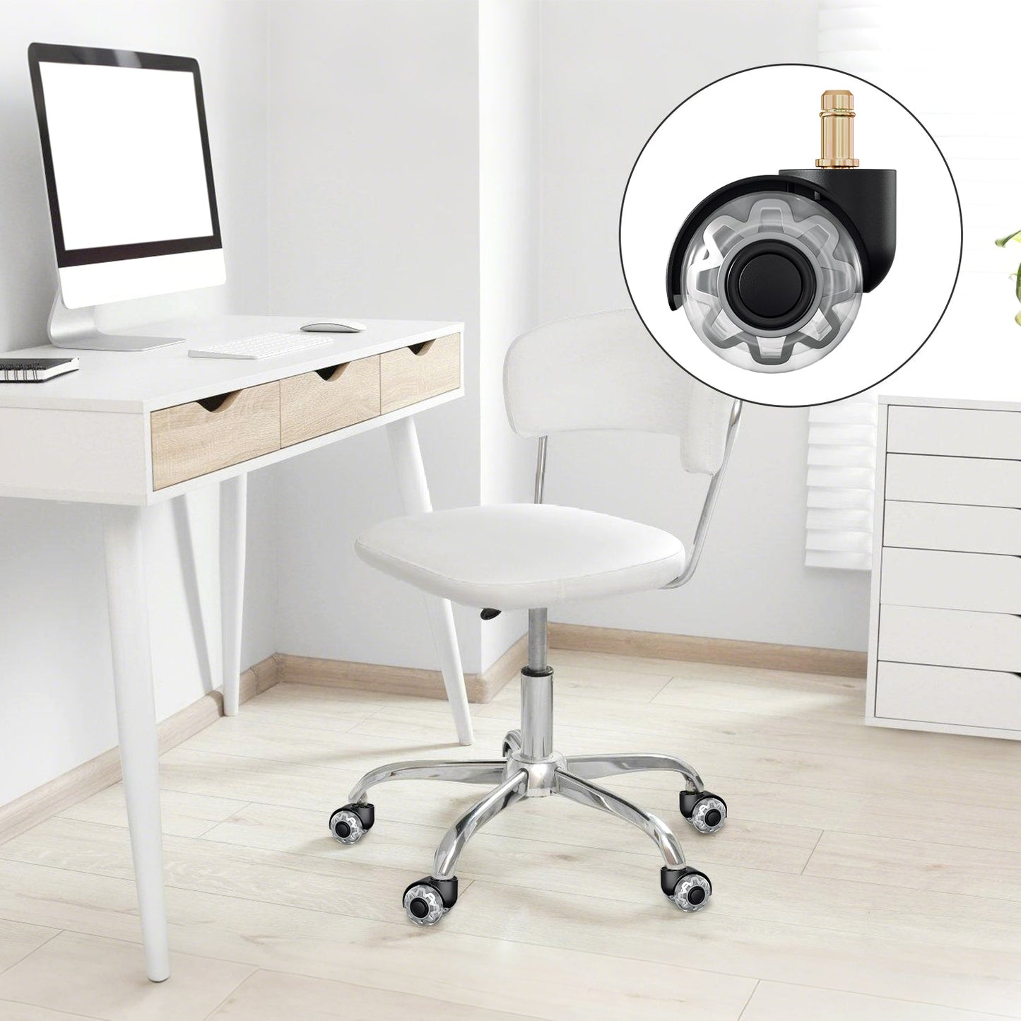 Set of 5 Swivel Chair Wheels for Office Chairs 10mm x 22mm