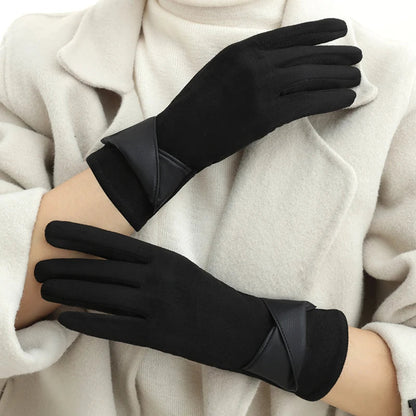 Women's Winter Gloves in Velvet | Soft Touchscreen-Compatible with Bow | Cozy, Stylish & Comfortable for Daily Use, Driving & Cycling