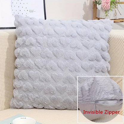 Heart-Shaped Plush Pillow Cover in Solid Colors – Soft Cushion for Sofa, Bed & Living Room