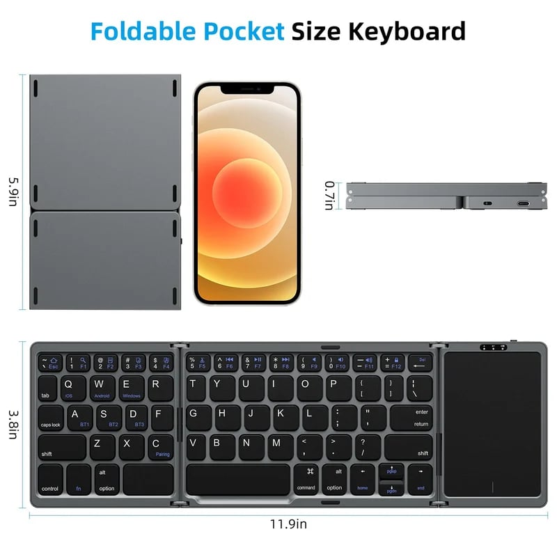 Compact Bluetooth Keyboard with Integrated Touchpad