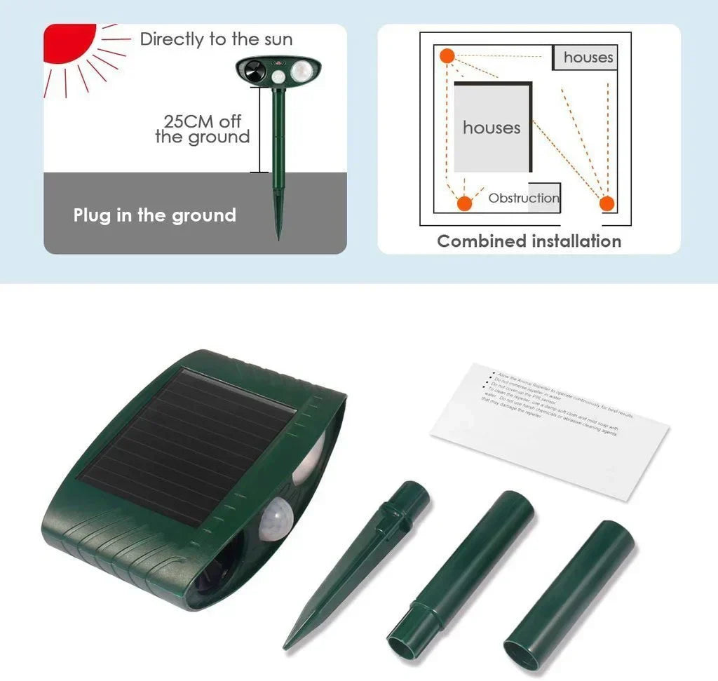 Solar Ultrasonic Deer Repeller - Effective Garden & Yard Deterrent in 48 Hours