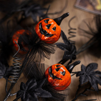 Halloween Black Pumpkin Branch Ornament for Decoration