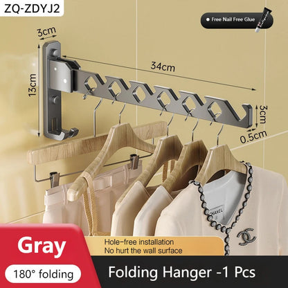 Wall-Mounted Clothes Dryer with 180° Swivel | Foldable | Aluminum 13 x 34 x 3 cm