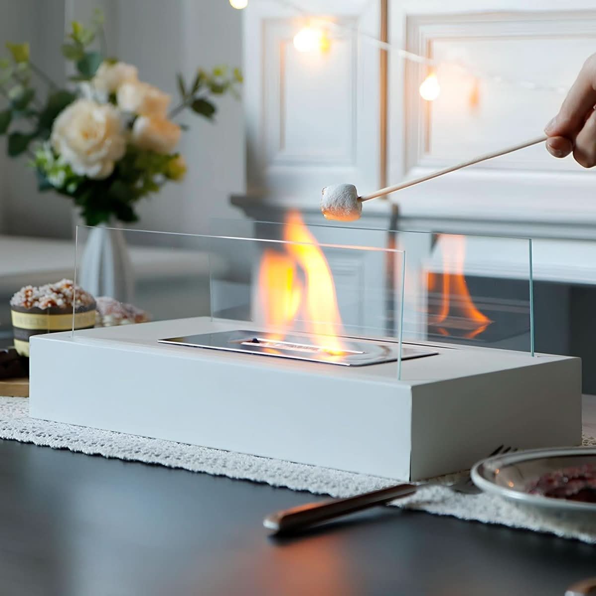 Portable Tabletop Fireplace for Bioethanol Fuel