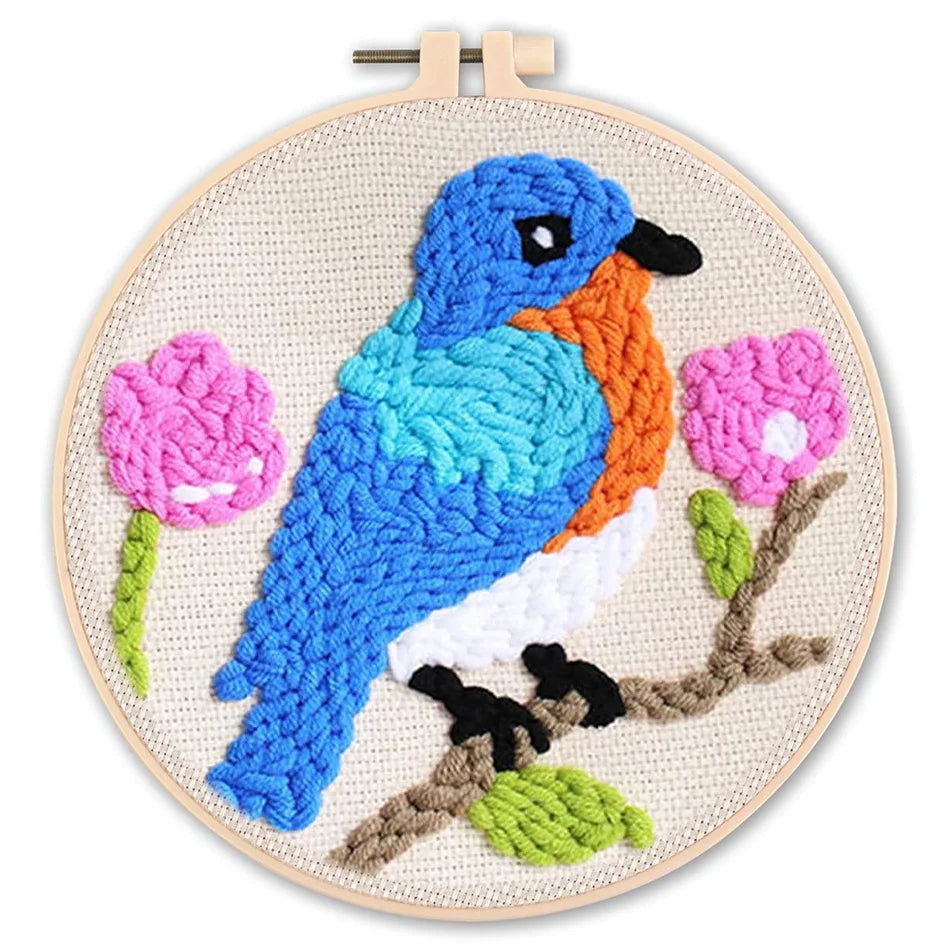 Animal-Themed Punch Needle Kit | DIY Starter Set with Yarn & Hoop | Beginner Embroidery Set