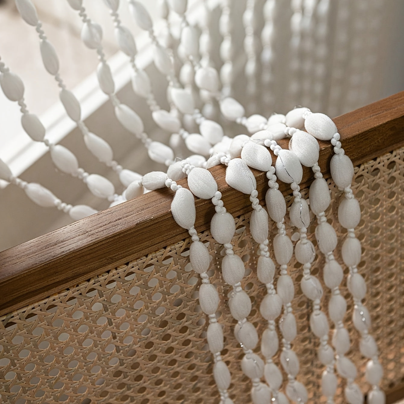 Boho Style Bed Canopy with Beads – Ideal for Bedroom or Play Area