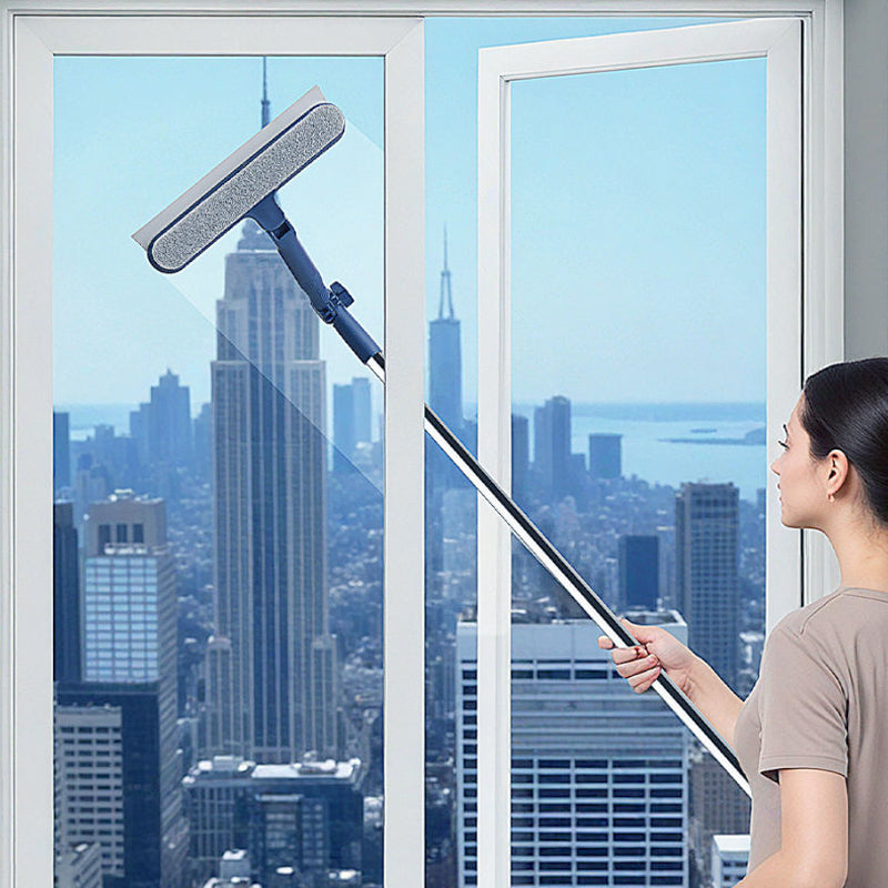 High-Rise Window Cleaner: 2-in-1 Sponge & Squeegee Tool