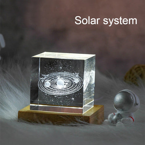 3D Galaxy Crystal Cube with Rechargeable LED Light Base – Charming Home Décor & Gift Idea