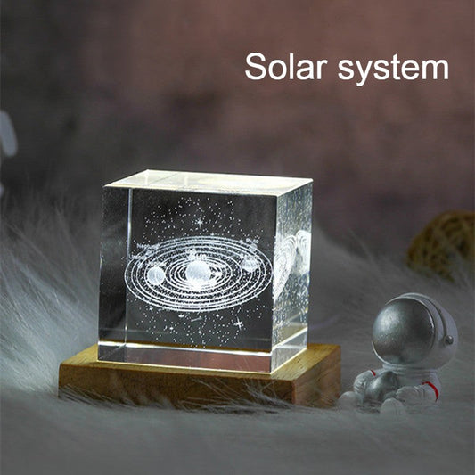 3D Galaxy Crystal Cube with Rechargeable LED Light Base – Charming Home Décor & Gift Idea