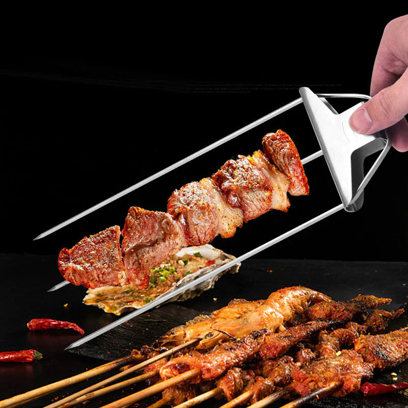 Stainless Steel Skewers with 9 Prongs – GrillMaster Trio for Perfectly Cooked Meat, Seafood & Vegetables | Dishwasher Safe | Includes Oxford Carry Bag