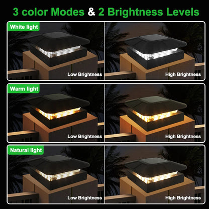 Solar Fence Post Light 4x4 | 3 Lighting Modes | IP65 Waterproof | 18650 Battery