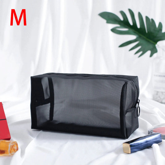 Black Mesh Cosmetic Bag | Portable Organizer | Travel Accessories