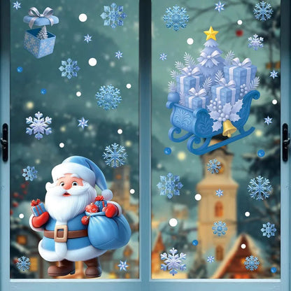 Christmas Window Stickers – Snowman, Santa & Snowflakes – Removable & Reusable for Glass & Mirrors
