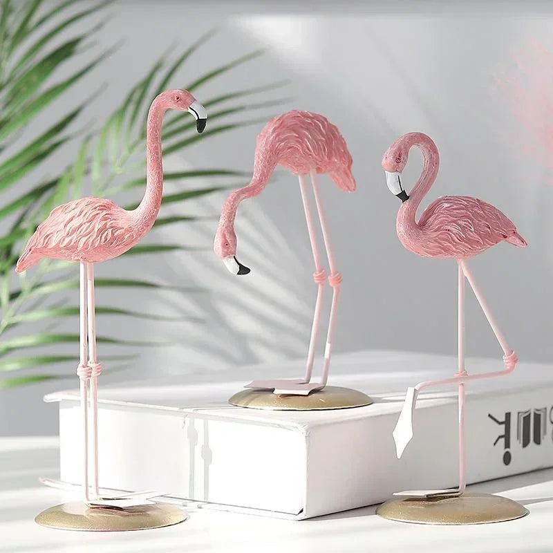 Cartoon Flamingo Figurine – Resin Ornament for Home and Office Decoration