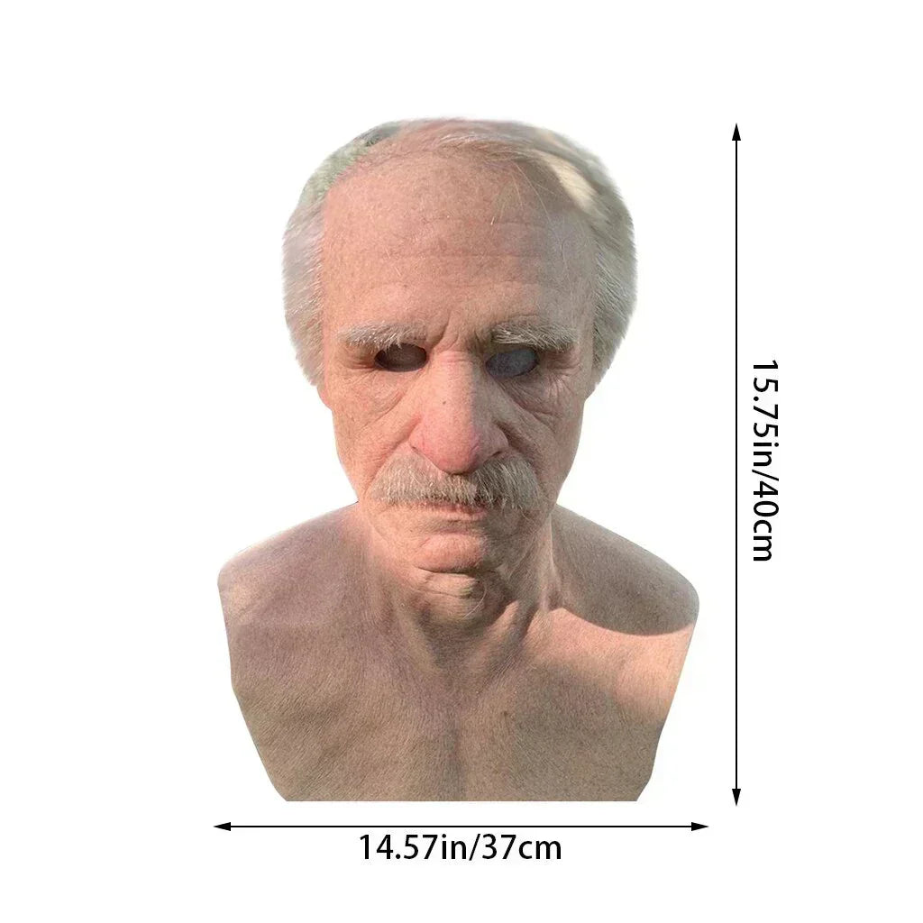 Realistic Latex Halloween Mask for Adults – Creepy Old Man Design