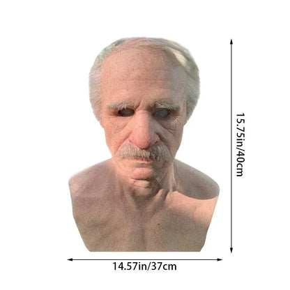 Realistic Latex Halloween Mask for Adults – Creepy Old Man Design