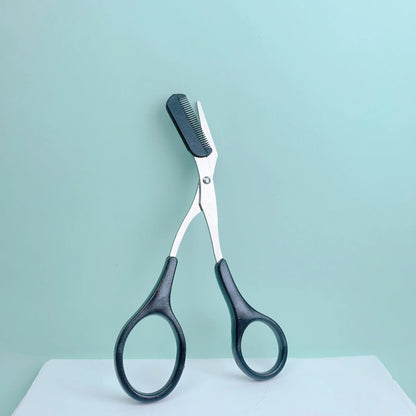 Integrated Comb Eyebrow Scissors for Precise Grooming and Styling - Stainless Steel and Plastic