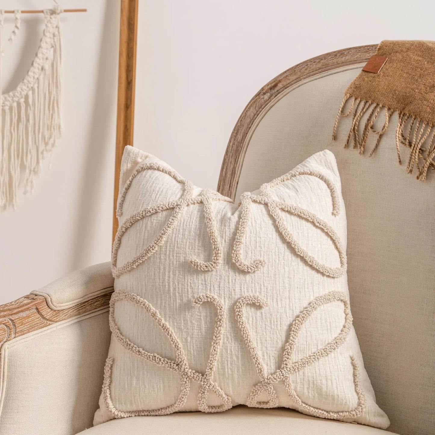 Textured Loop Yarn Pattern Pillow Covers 45x45 cm | Soft Boho and Scandi Decor