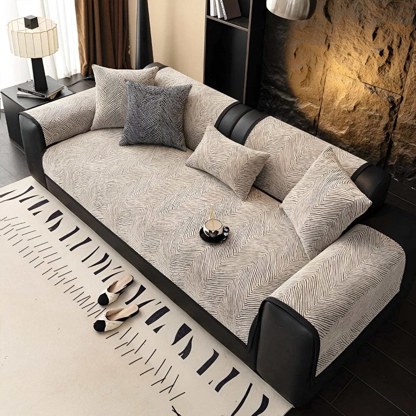 Soft Chenille Sofa Cover – Durable, Easy Care with Tree Pattern