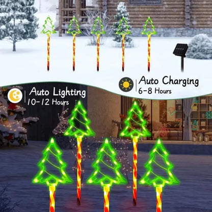 Solar Garden Lights Set of 5 - LED Candy Cane Decorations with 8 Lighting Modes - IP65 Waterproof