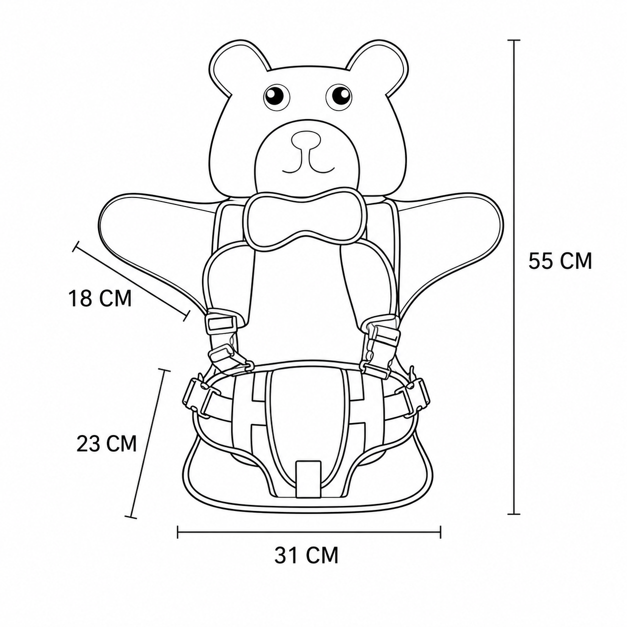 Child Booster Seat for Travel - Adjustable with Bear Pattern