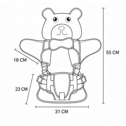 Child Booster Seat for Travel - Adjustable with Bear Pattern