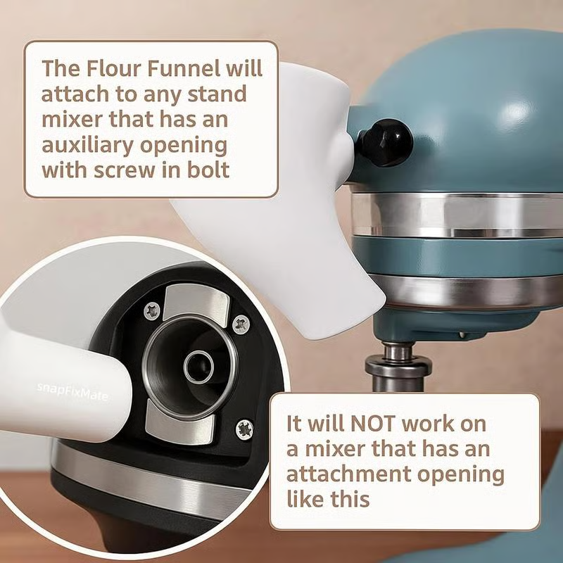 Flour Funnel for Kitchen Mixers | Spill-Free Ingredient Pouring