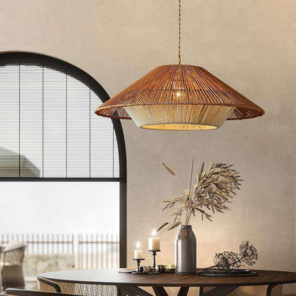 Handwoven Ceiling Lamp in Japanese Style – Rattan Wicker Pendant Light