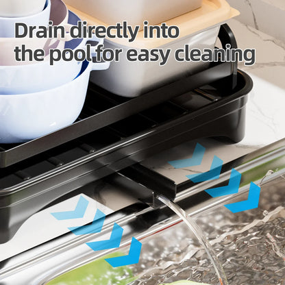 MaxiDry 2-Tier Dish Drying Rack with Integrated Drainboard