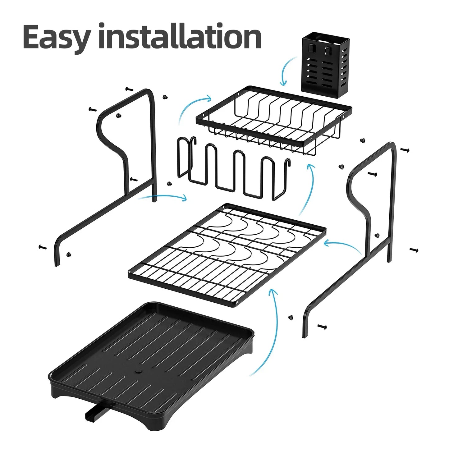 MaxiDry 2-Tier Dish Drying Rack with Integrated Drainboard