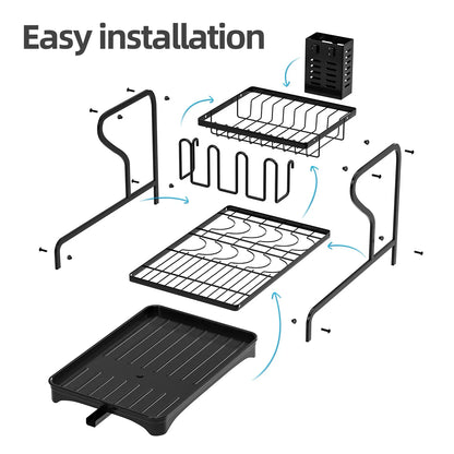 MaxiDry 2-Tier Dish Drying Rack with Integrated Drainboard
