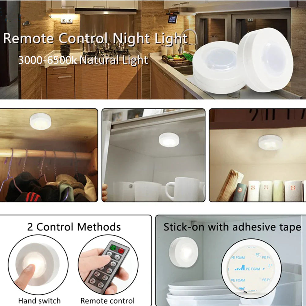 Set of 3 Wireless LED Closet Lights with Remote Access