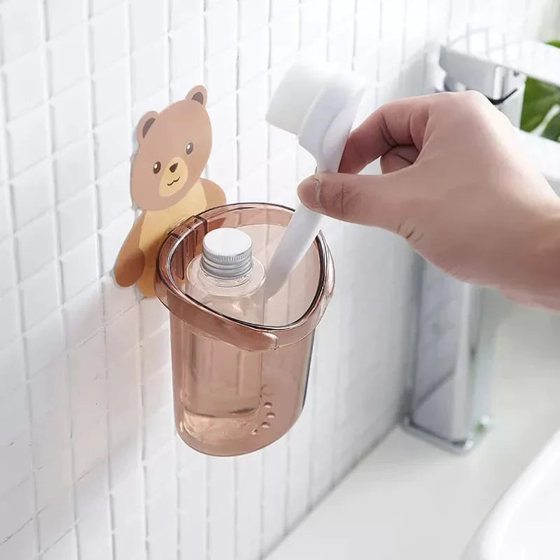 Wall-Mounted Toothbrush Holder Cup in Bear Design