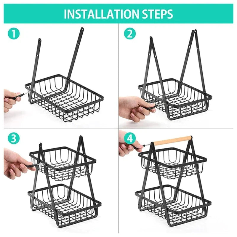 Elegant 2-Tier Iron Fruit Display Stand