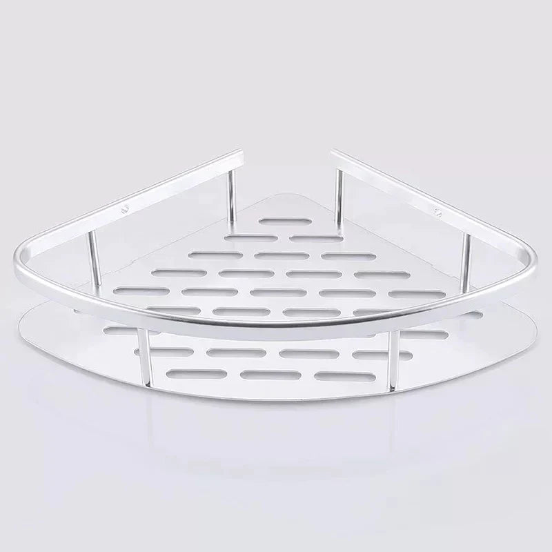 Dual-Tier Stainless Steel Corner Shelf for Bathrooms