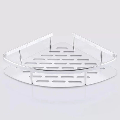 Dual-Tier Stainless Steel Corner Shelf for Bathrooms