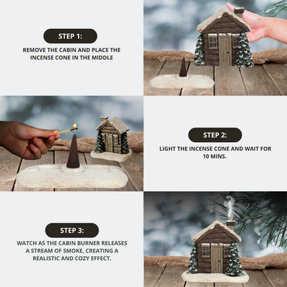 Log Cabin Incense Holder with 2 Free Cones – Last Day Discount