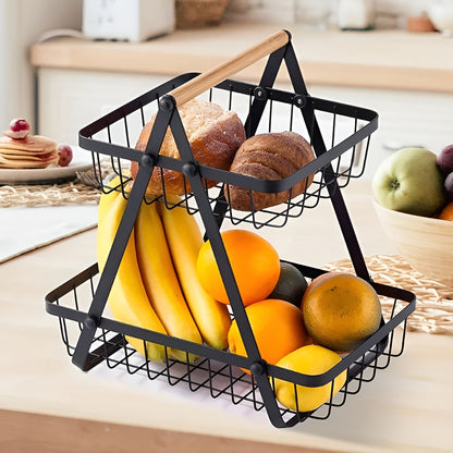 Elegant 3-Tier Metal Fruit Stand - Space-Saving Organizer