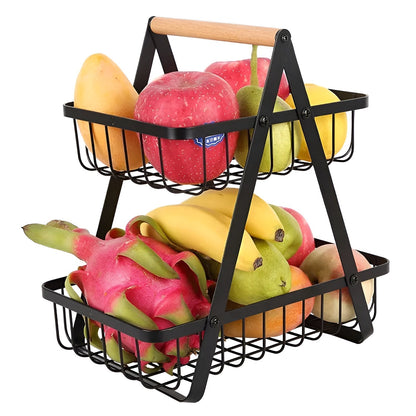Elegant 3-Tier Metal Fruit Stand - Space-Saving Organizer