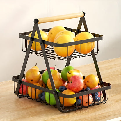 Elegant 3-Tier Metal Fruit Stand - Space-Saving Organizer