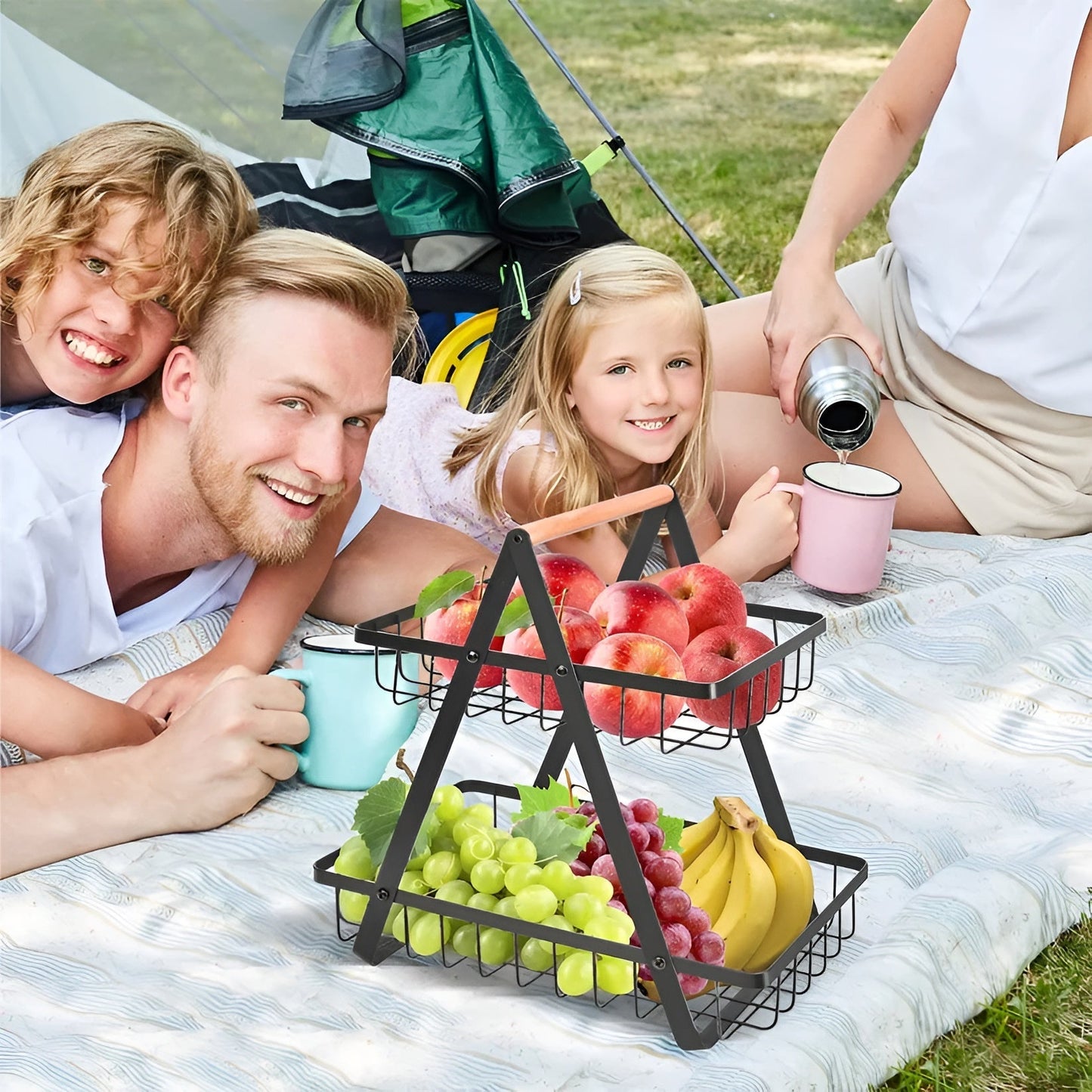 Elegant 3-Tier Metal Fruit Stand - Space-Saving Organizer