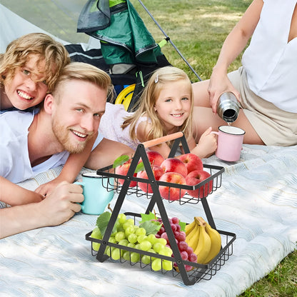 Elegant 3-Tier Metal Fruit Stand - Space-Saving Organizer