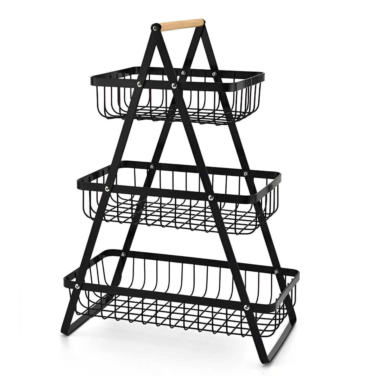 Elegant 3-Tier Metal Fruit Stand - Space-Saving Organizer