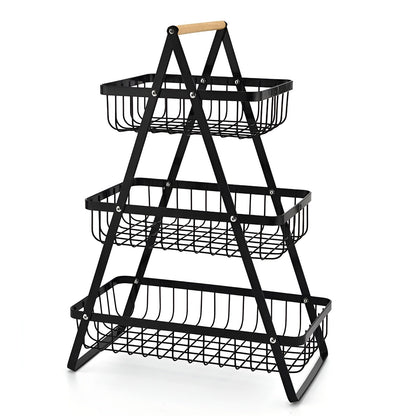Elegant 3-Tier Metal Fruit Stand - Space-Saving Organizer