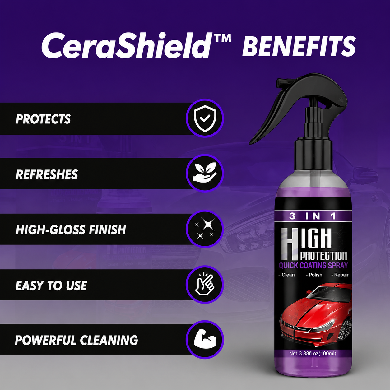 Ultimate 3-in-1 Car Care Spray | Clean, Polish, Protect