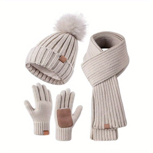 3-in-1 Winter Warm Set – Hat, Scarf, and Touchscreen Gloves