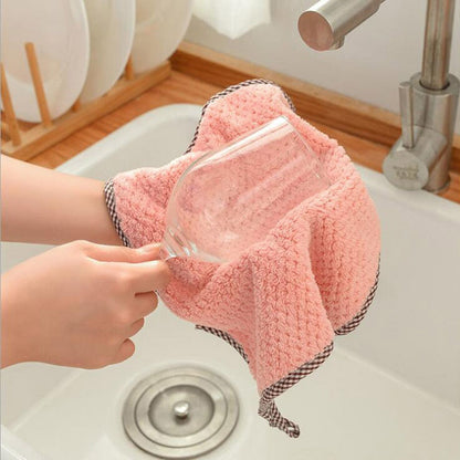 3 Pack Soft Touch Coral Fleece Kitchen Cloths - Pink